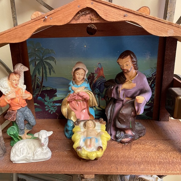 LARGE Vintage Christmas Nativity Italy Paper Mache Figurine Holy Family - Picture 3 of 15